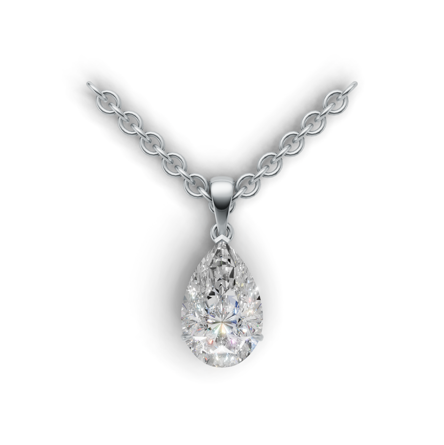 Pendant Pear Solitaire K14 White Gold 2ct