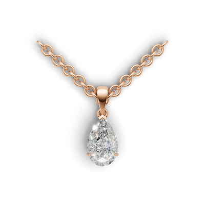 Pendant Pear Solitaire K18 Pink Gold 1ct