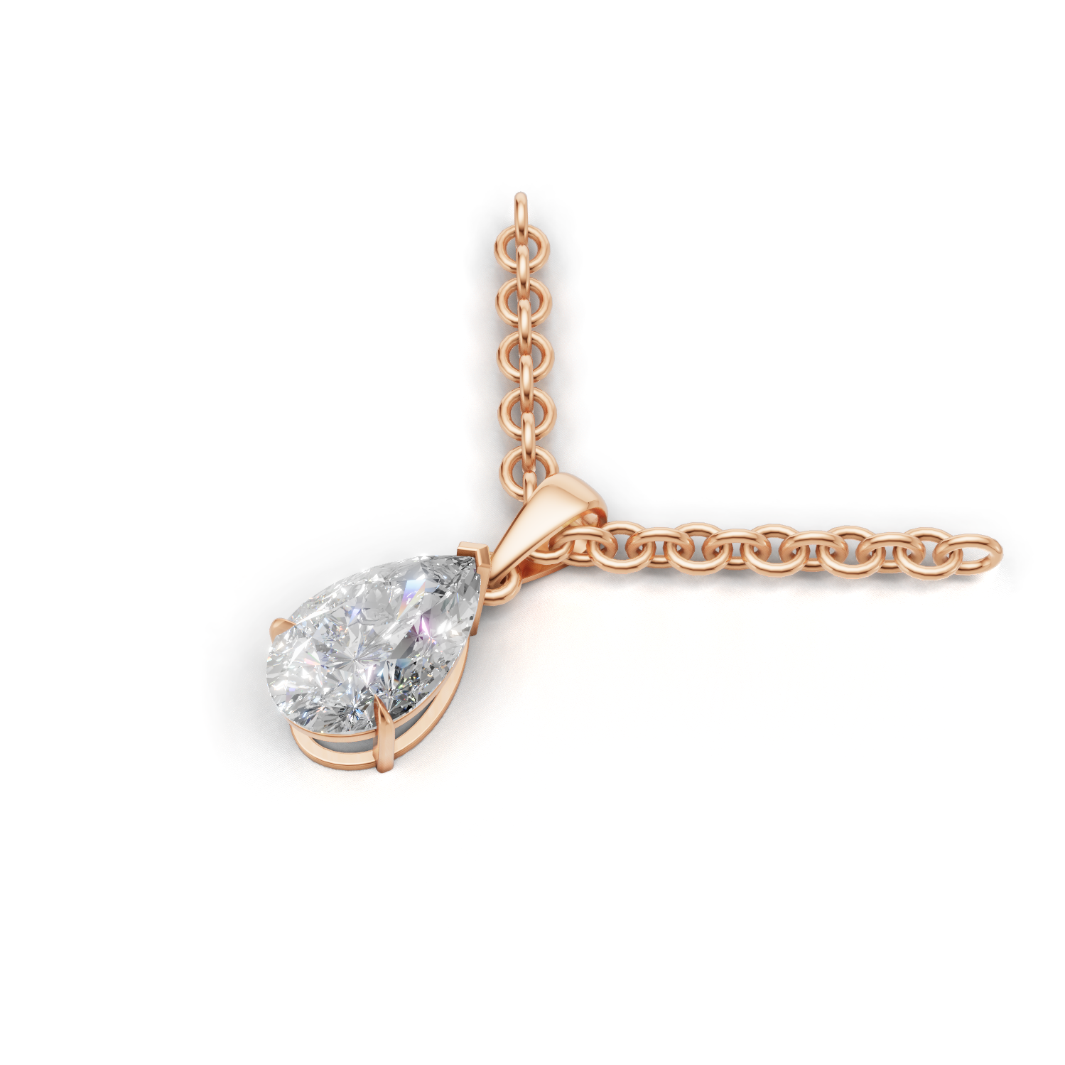 Pendant Pear Solitaire K18 Pink Gold 1ct