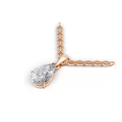 Pendant Pear Solitaire K18 Pink Gold 1ct