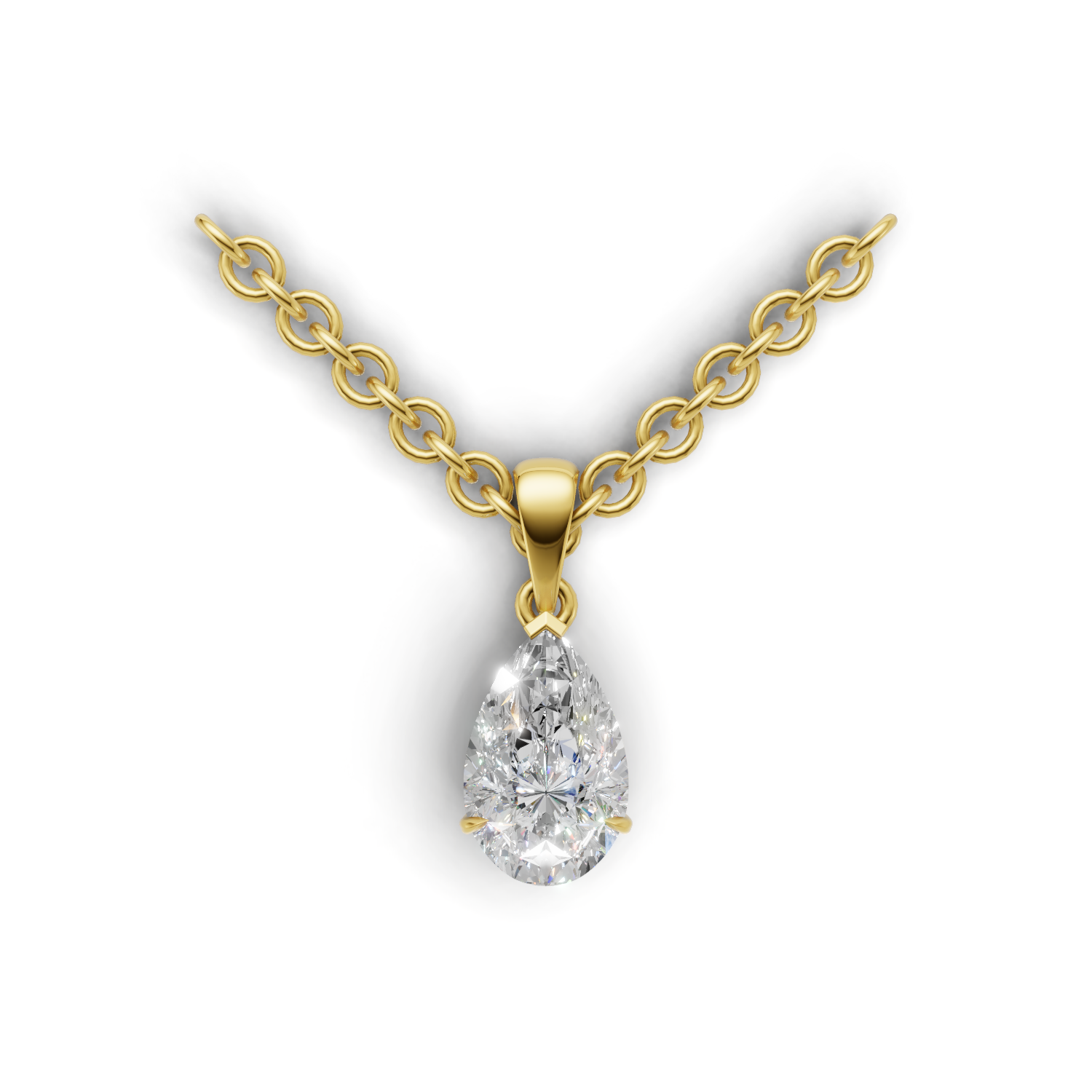 Pendant Pear Solitaire 18k Yellow Gold 1ct
