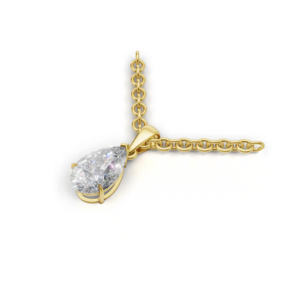 Pendant Pear Solitaire 18k Yellow Gold 1ct