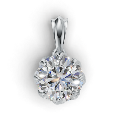Portuguese Cut Pendant Solitaire K14 White Gold 1ct
