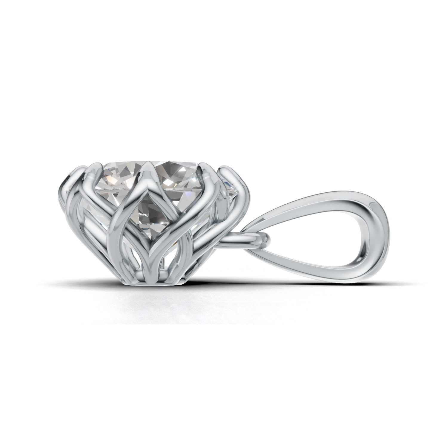 Portuguese Cut Pendant Solitaire K14 White Gold 1ct