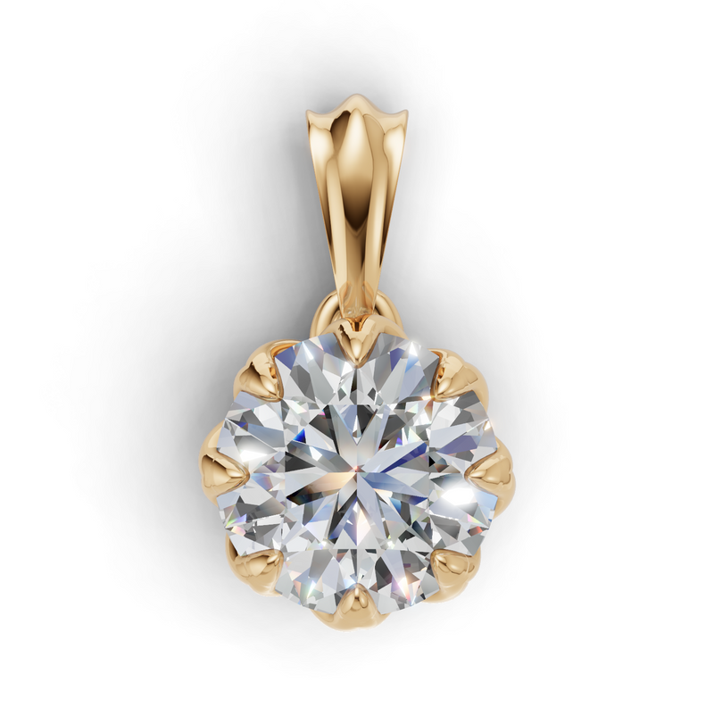 Portuguese Cut Lab Grown Diamond Solitaire Pendant