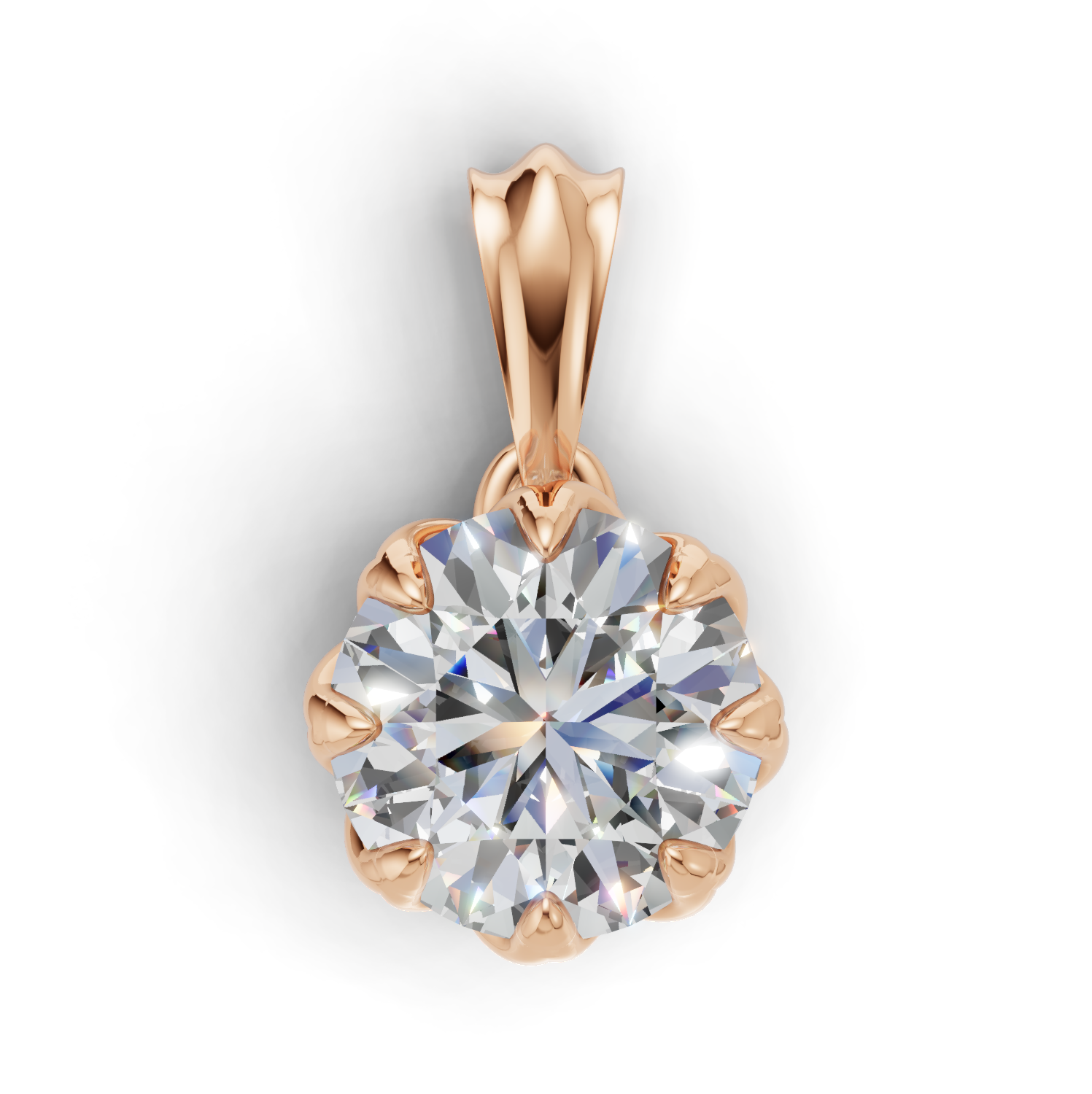 Portuguese Cut Pendant Solitaire K18 Pink Gold 1ct