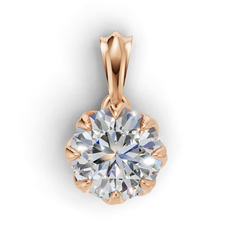 Portuguese Cut Lab Grown Diamond Solitaire Pendant