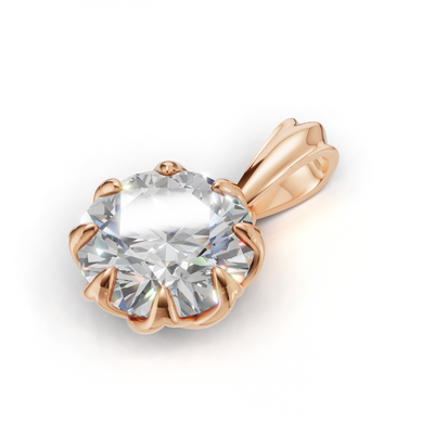 Portuguese Cut Pendant Solitaire K18 Pink Gold 1ct