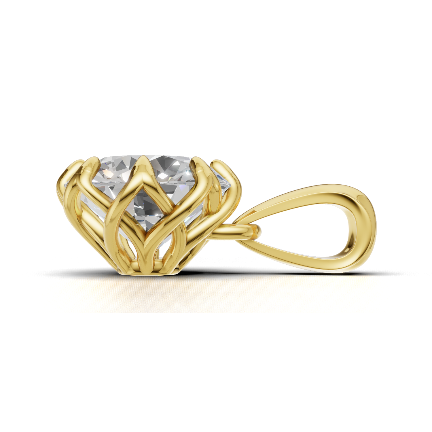 Portuguese Cut Pendant Solitaire 18k Yellow Gold 1ct