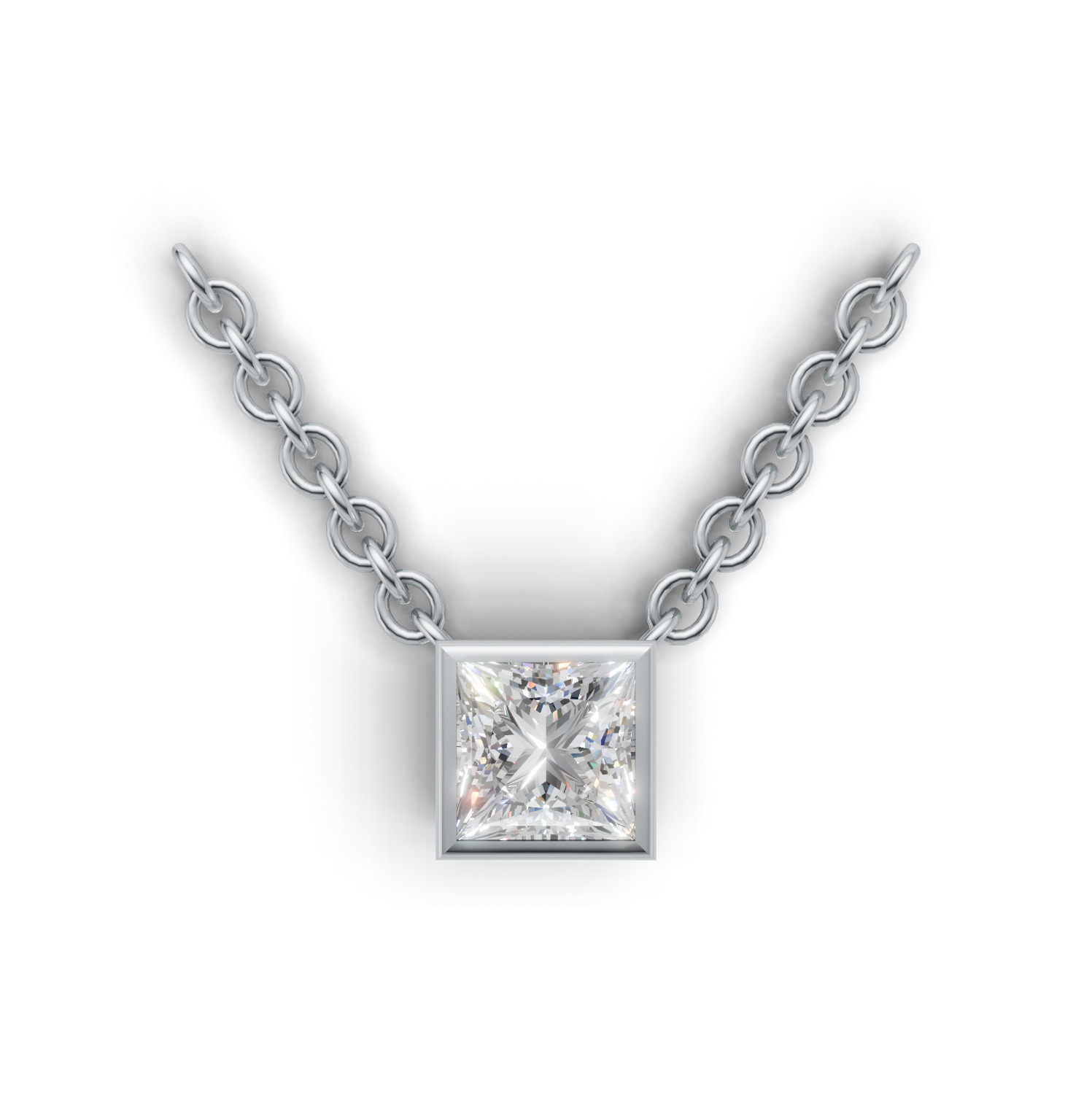 Pendant Princess Bezel K14 White Gold 1ct