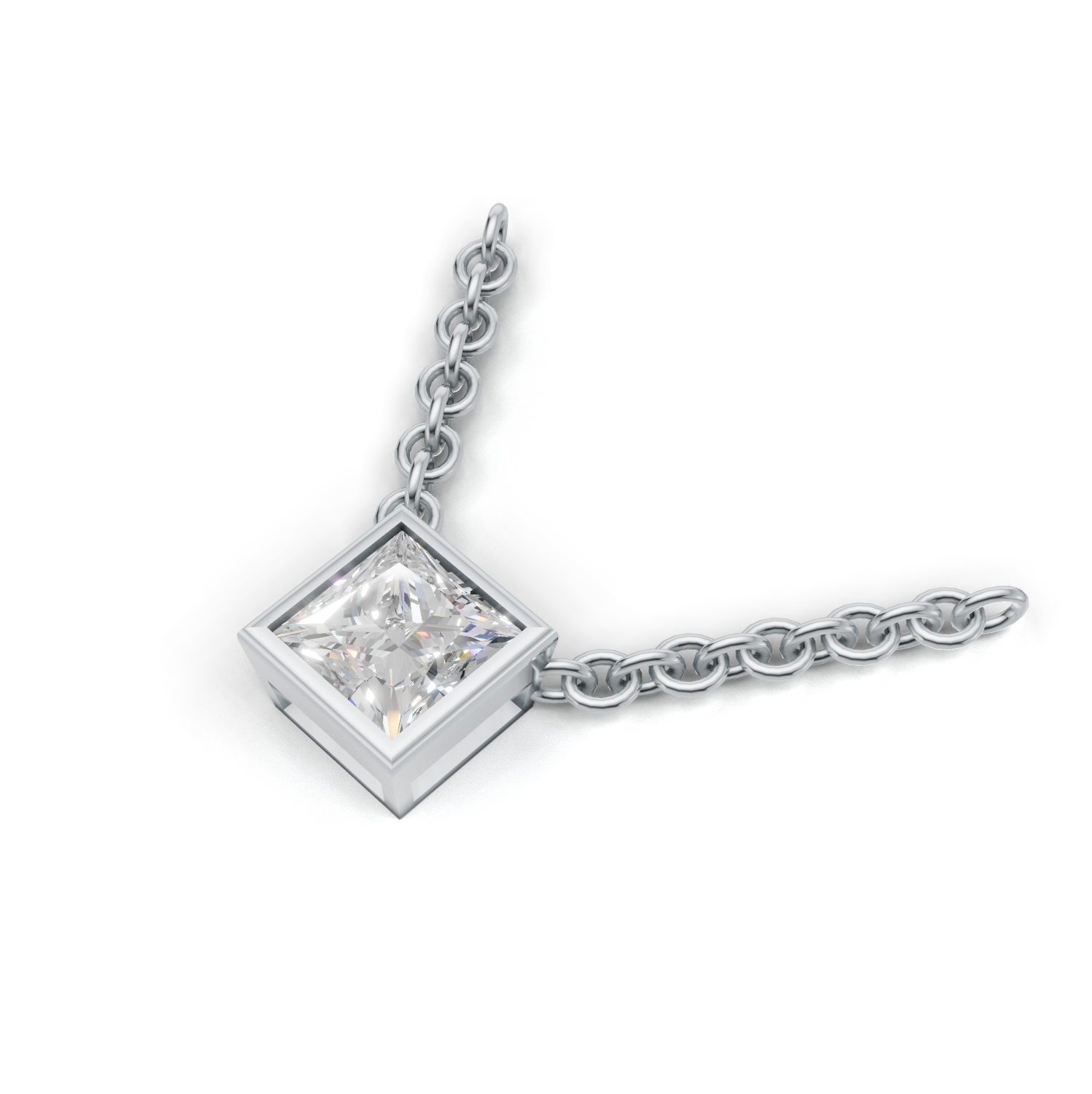 Pendant Princess Bezel K14 White Gold 1ct
