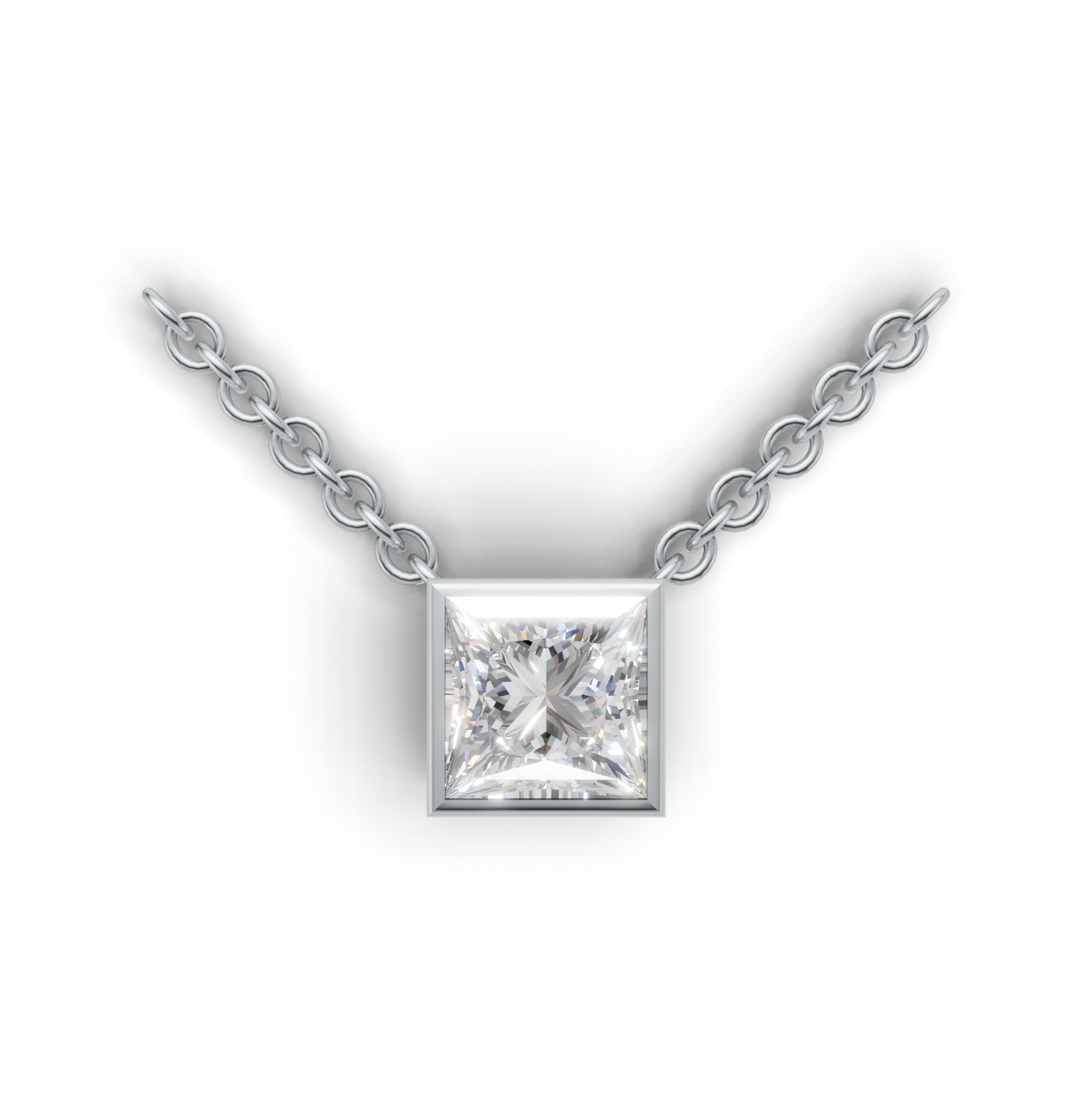 Pendant Princess Bezel K14 White Gold 2ct