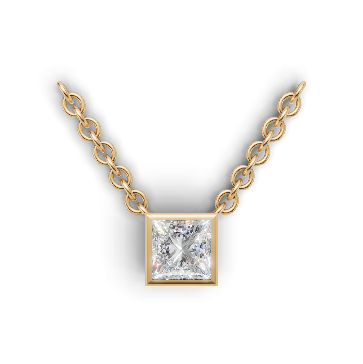 Pendant Princess Bezel K14 Yellow Gold 1ct