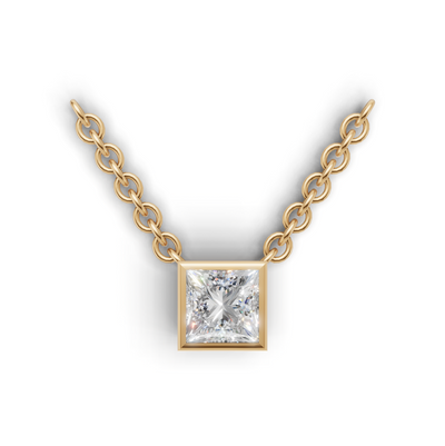 Pendant Princess Bezel K14 Yellow Gold 1ct
