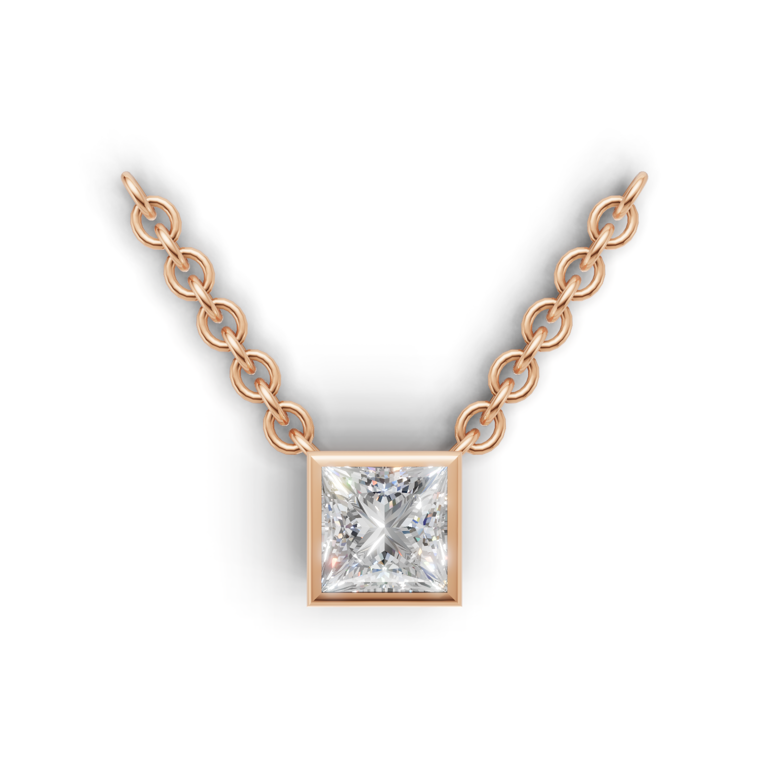 Pendant Princess Bezel K18 Pink Gold 1ct