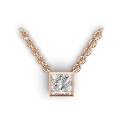 Pendant Princess Bezel K18 Pink Gold 1ct