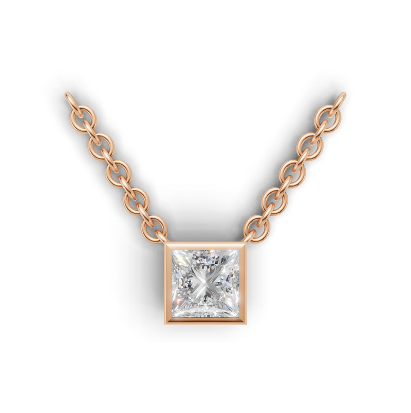 Princess Lab Grown Diamond Bezel Pendant