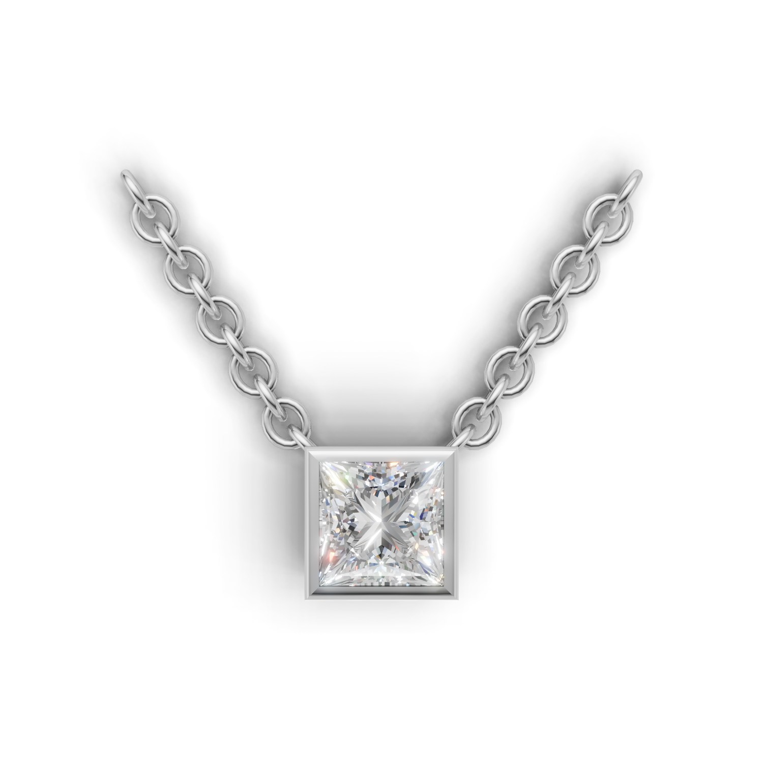 Pendant Princess Bezel 18k White Gold 1ct