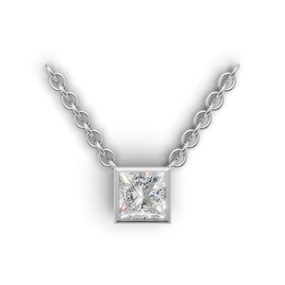 Pendant Princess Bezel 18k White Gold 1ct
