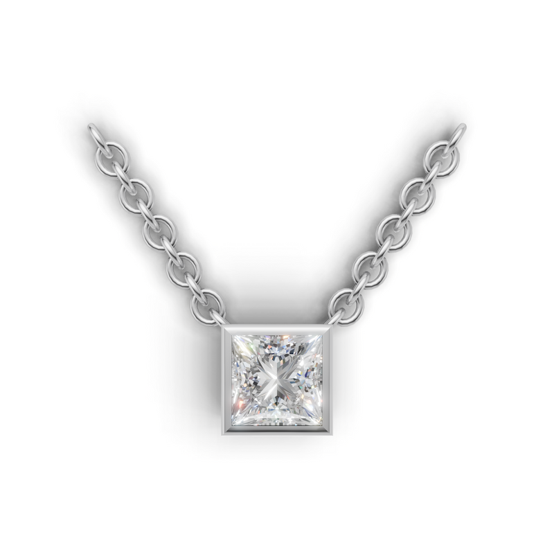 Princess Lab Grown Diamond Bezel Pendant