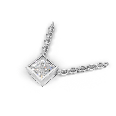 Pendant Princess Bezel 18k White Gold 1ct