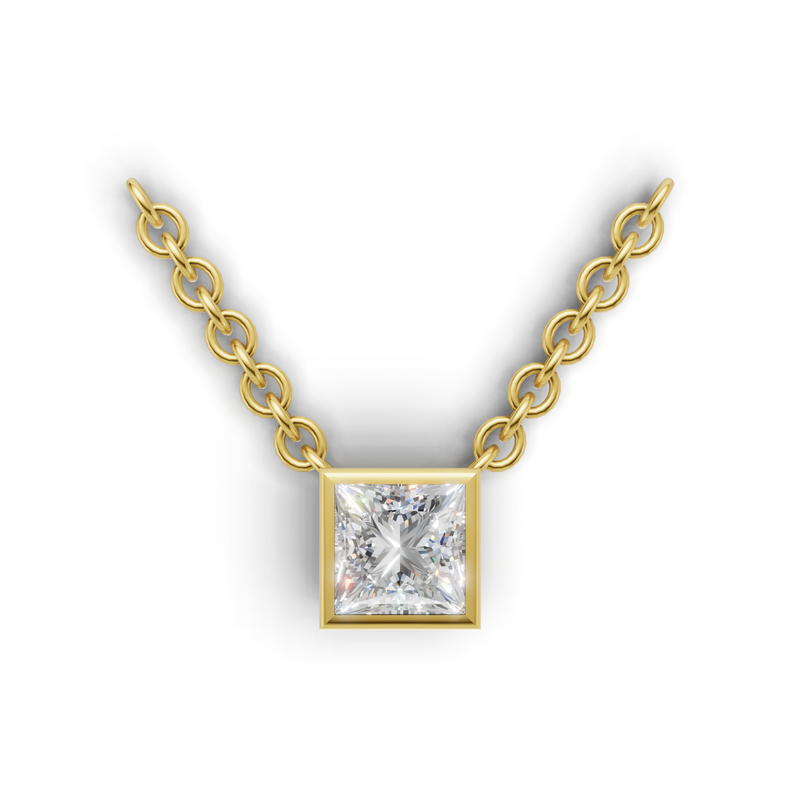 Princess Lab Grown Diamond Bezel Pendant