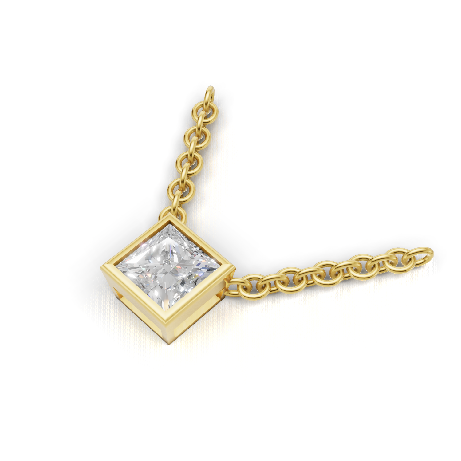 Pendant Princess Bezel 18k Yellow Gold 1ct