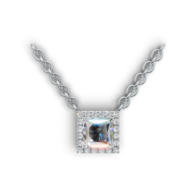 Pendant Princess Halo K14 White Gold 1ct