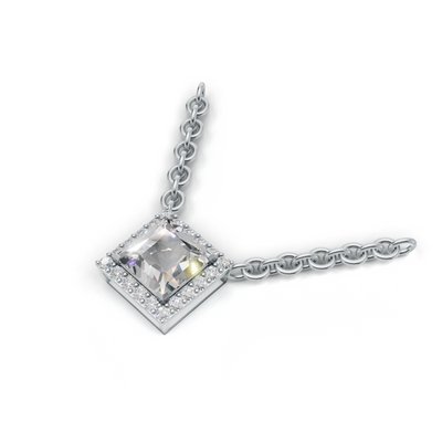 Pendant Princess Halo K14 White Gold 1ct