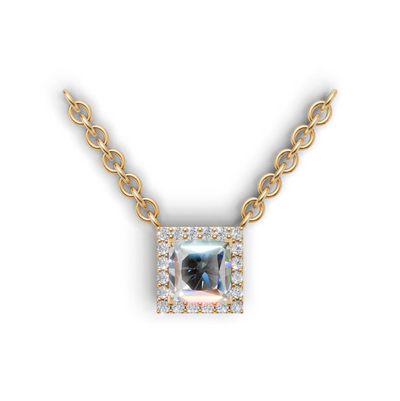 Pendant Princess Halo K14 Yellow Gold 1ct