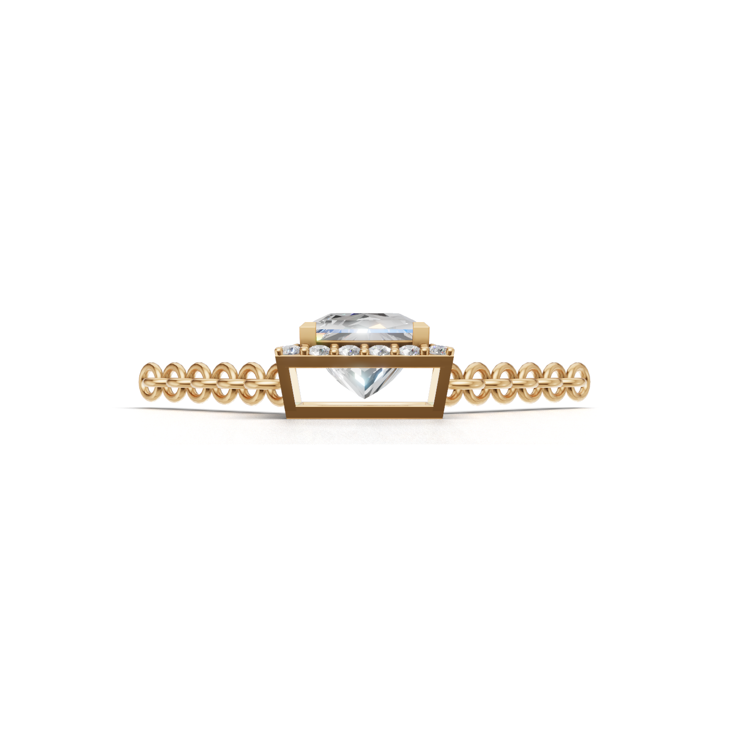 Pendant Princess Halo K14 Yellow Gold 1ct
