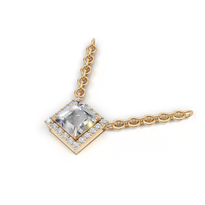 Pendant Princess Halo K14 Yellow Gold 1ct