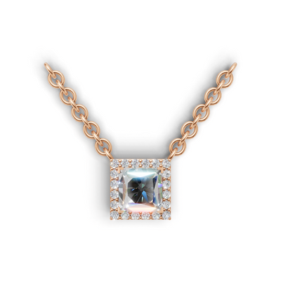 Pendant Princess Halo K18 Pink Gold 1ct