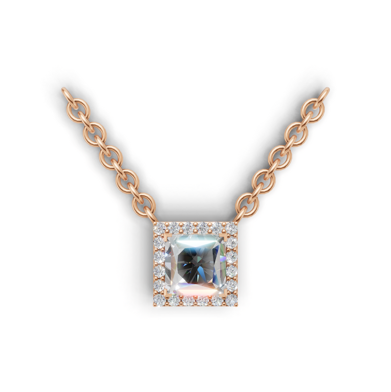 Princess Lab Grown Diamond Halo Pendant