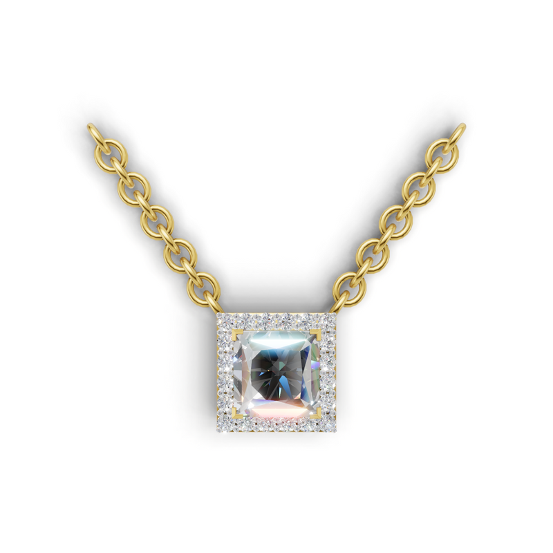 Princess Lab Grown Diamond Halo Pendant
