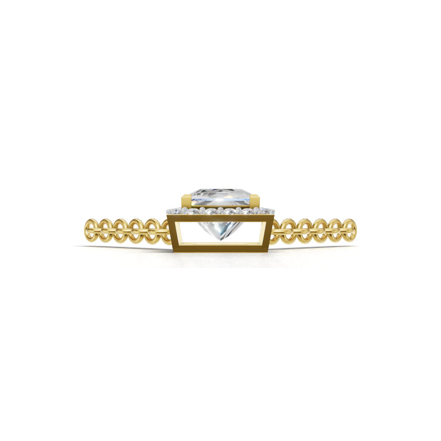 Pendant Princess Halo 18k Yellow Gold 1ct