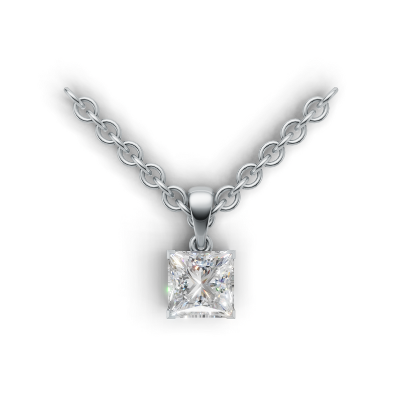 Princess Lab Grown Diamond Solitaire Pendant