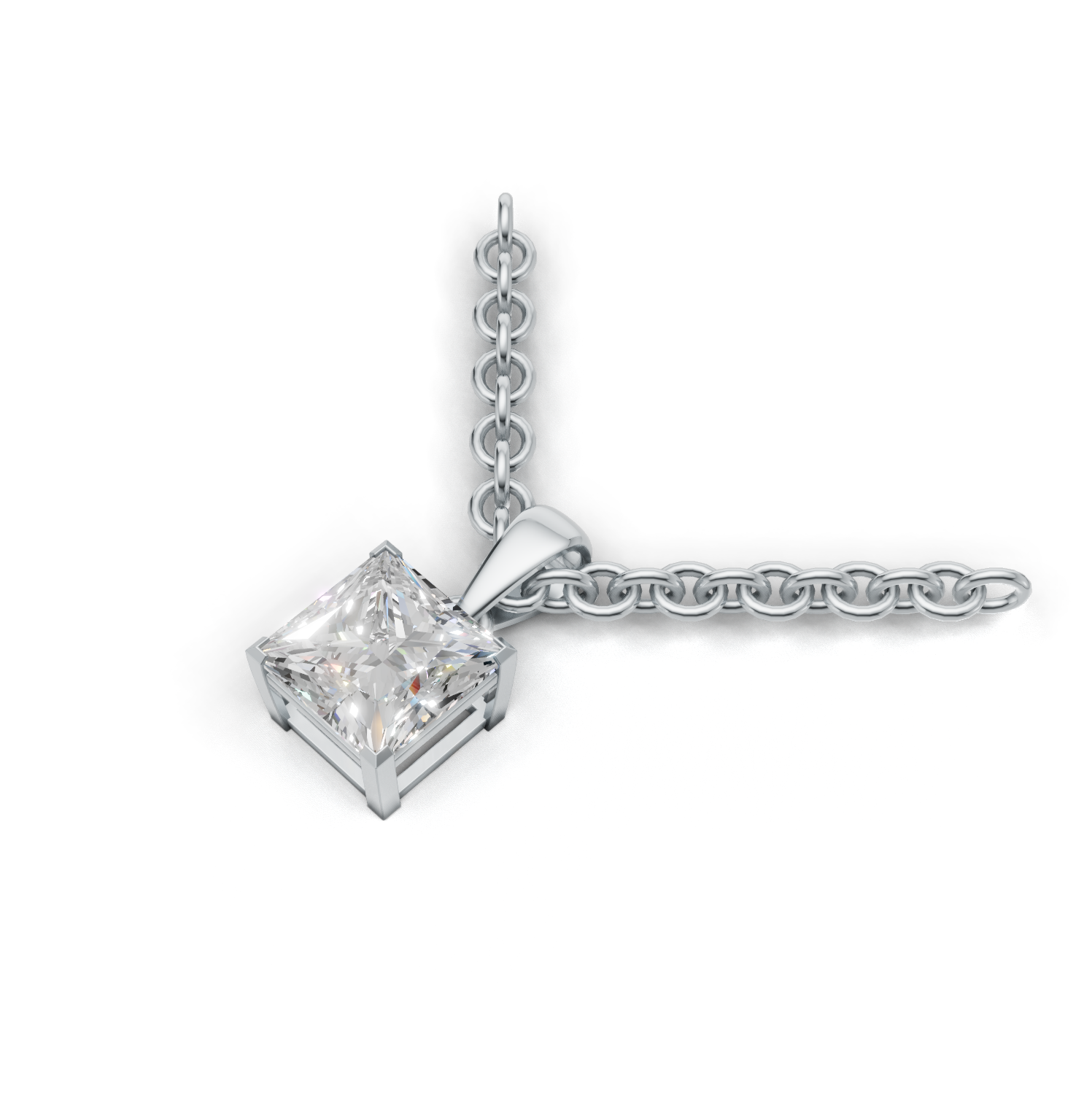 Pendant Princess Solitaire K14 White Gold 1ct