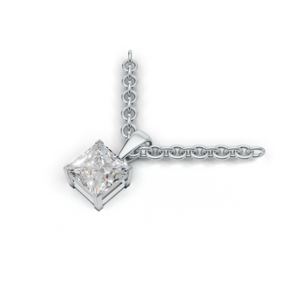 Pendant Princess Solitaire K14 White Gold 1ct