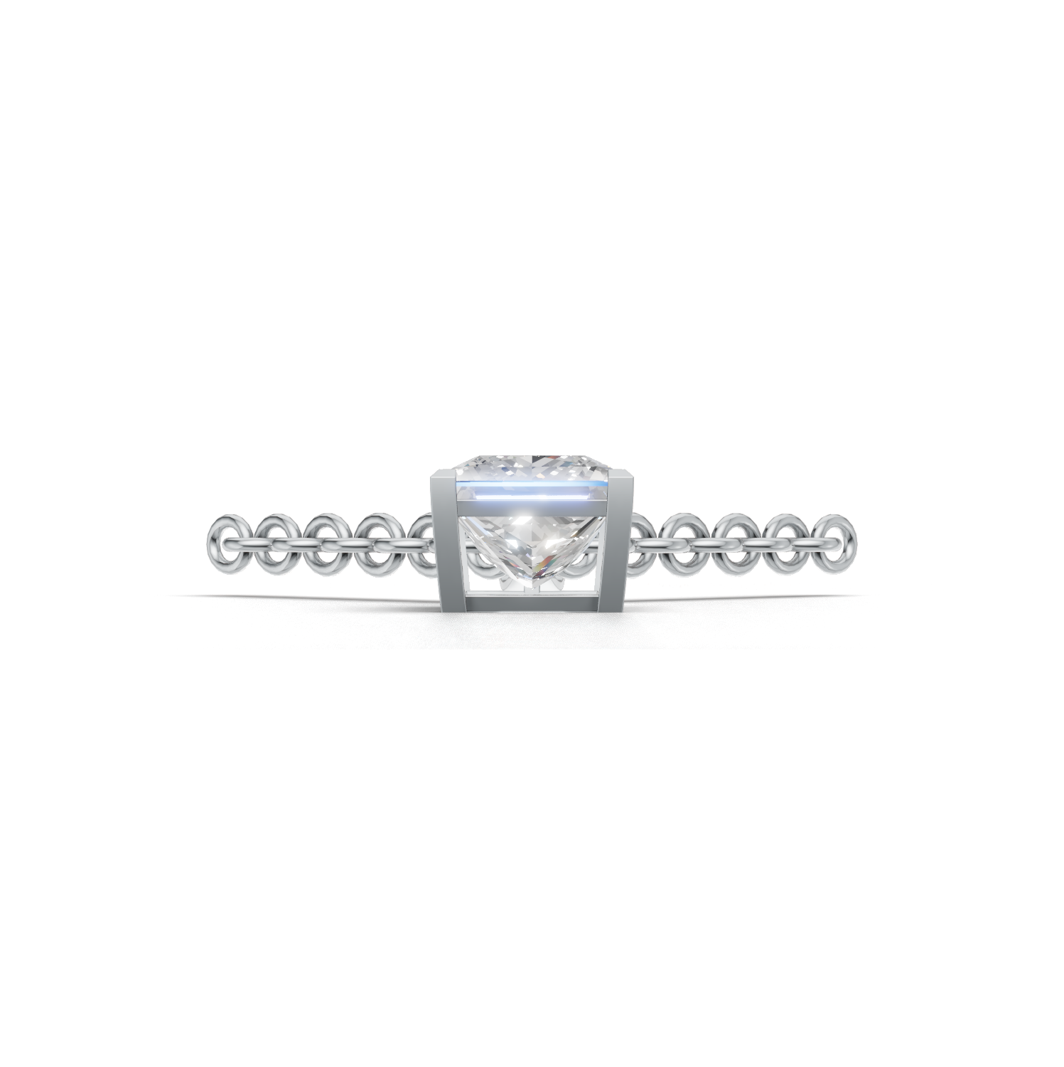 Pendant Princess Solitaire K14 White Gold 1ct