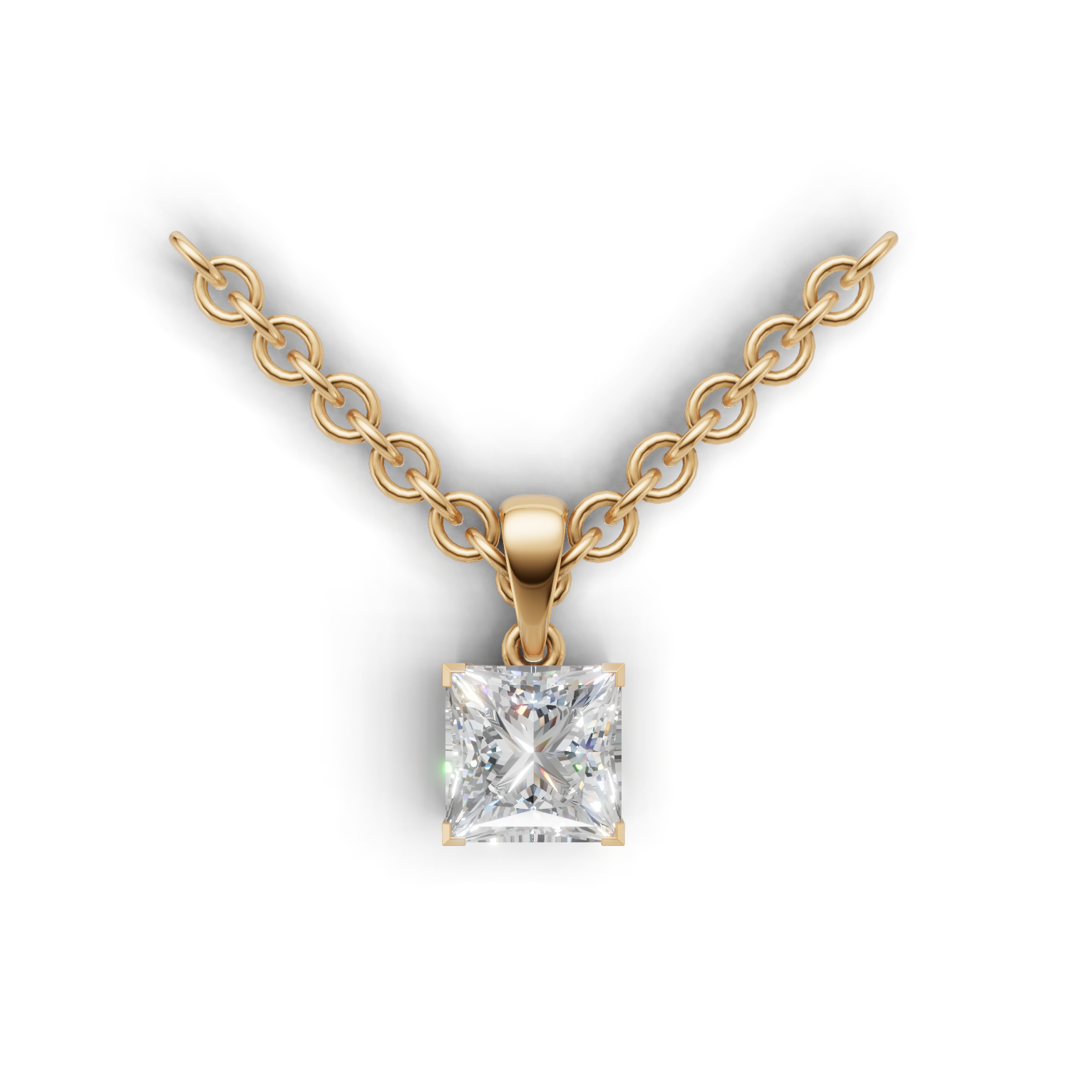 Pendant Princess Solitaire K14 Yellow Gold 1ct