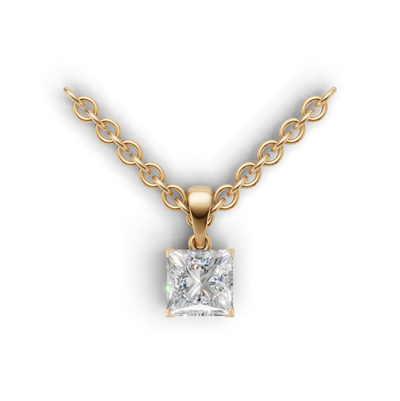 Pendant Princess Solitaire K14 Yellow Gold 1ct