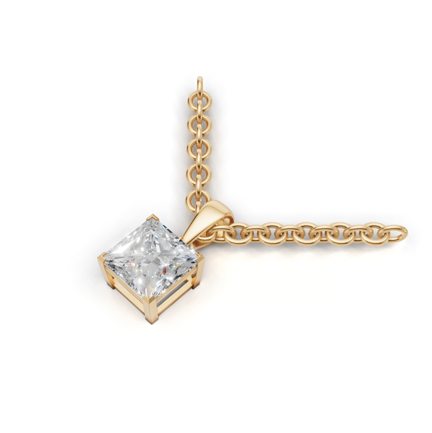 Pendant Princess Solitaire K14 Yellow Gold 1ct