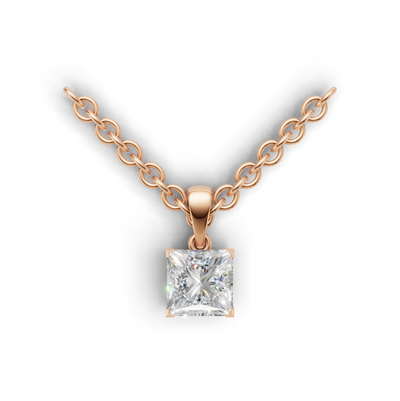 Pendant Princess Solitaire K18 Pink Gold 1ct