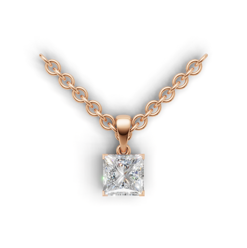 Princess Lab Grown Diamond Solitaire Pendant