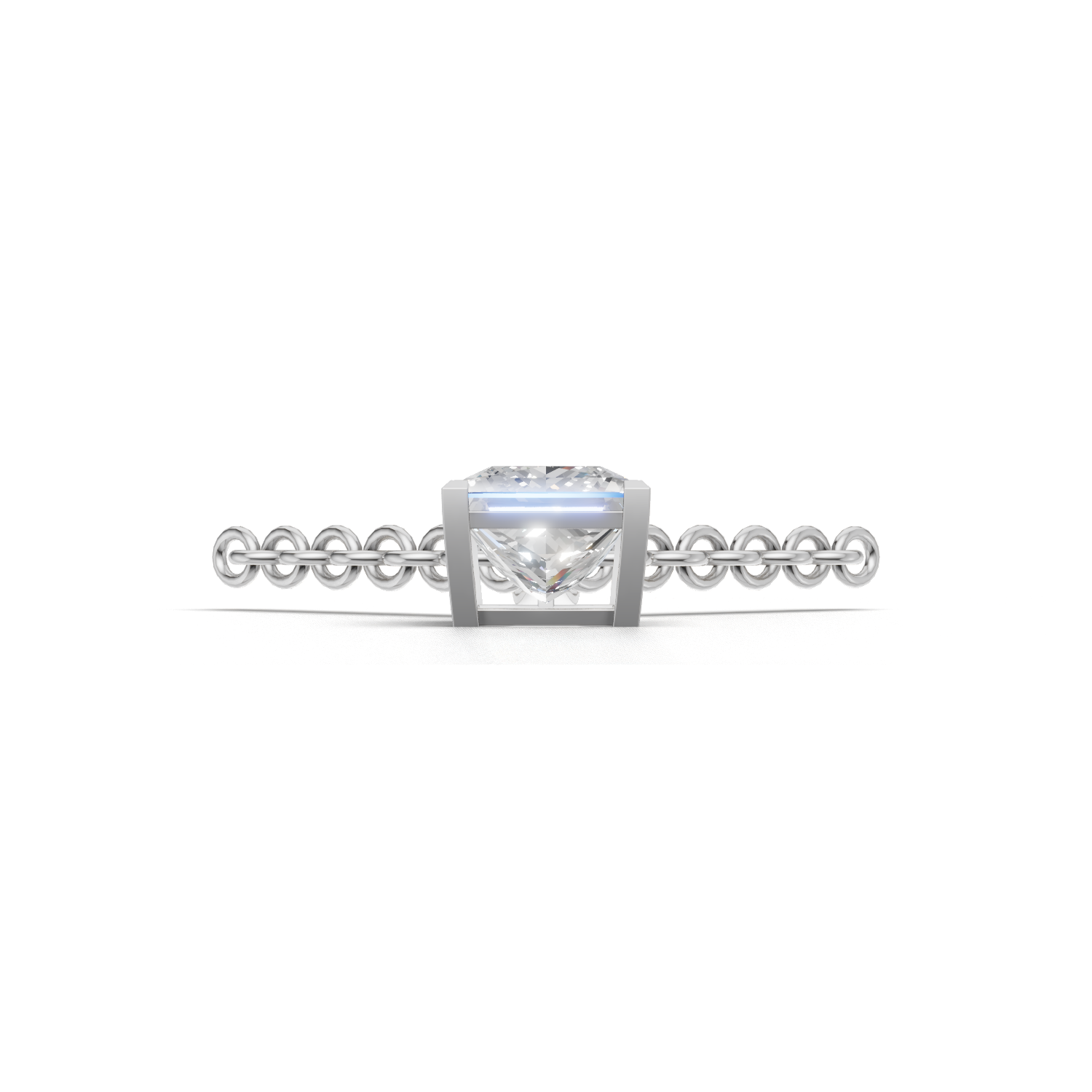 Pendant Princess Solitaire 18k White Gold 1ct