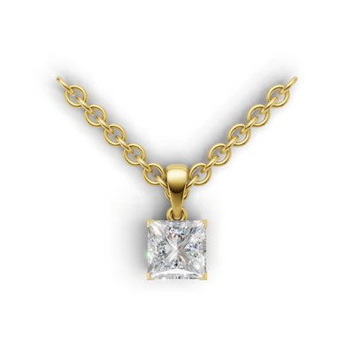 Pendant Princess Solitaire 18k Yellow Gold 1ct