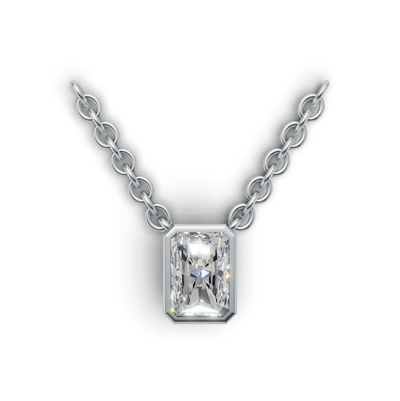 Pendant Radiant Bezel K14 White Gold 1ct