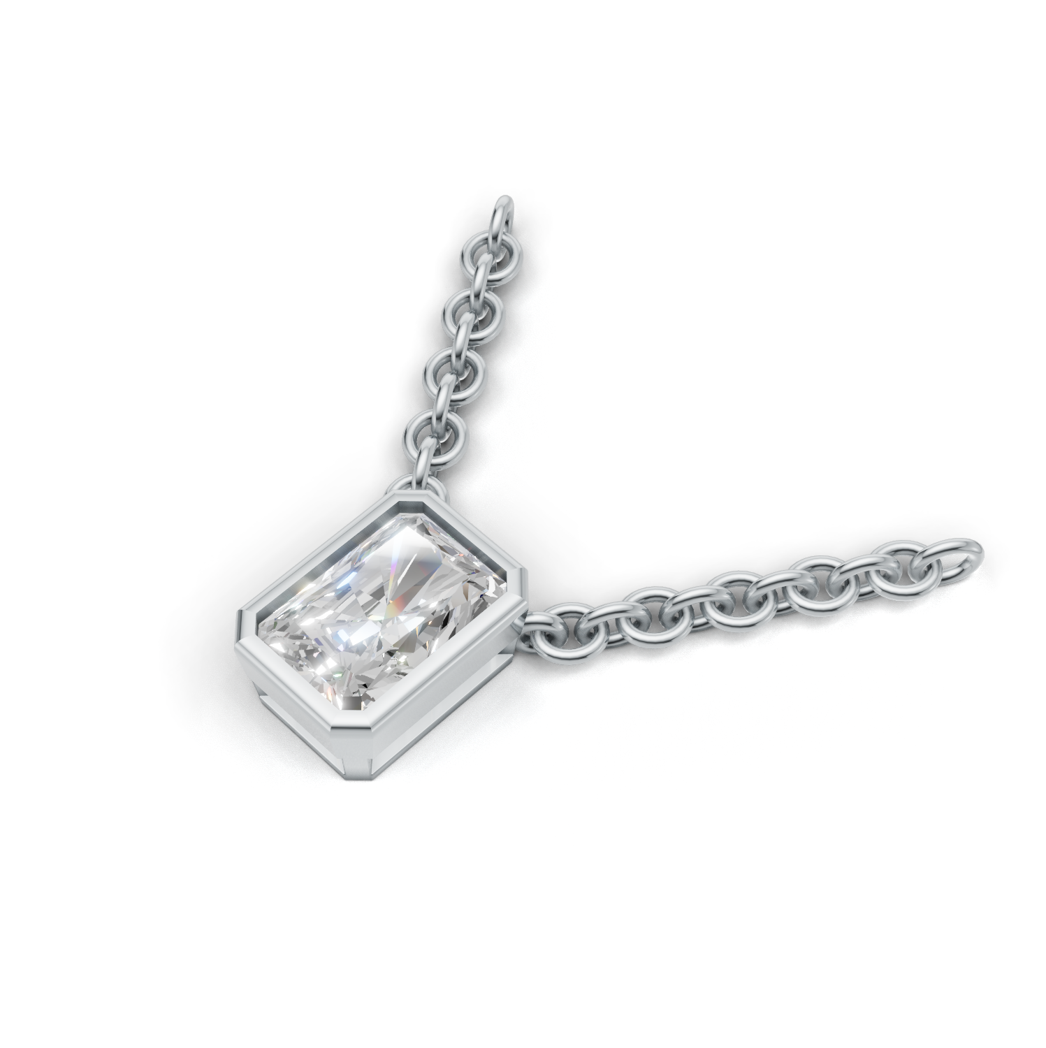 Pendant Radiant Bezel K14 White Gold 1ct