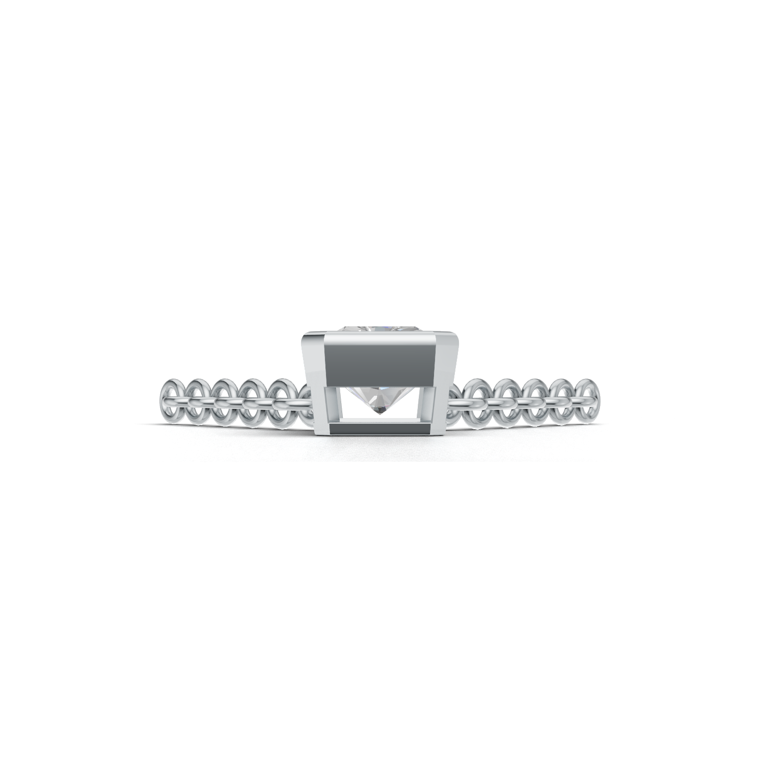 Pendant Radiant Bezel K14 White Gold 1ct
